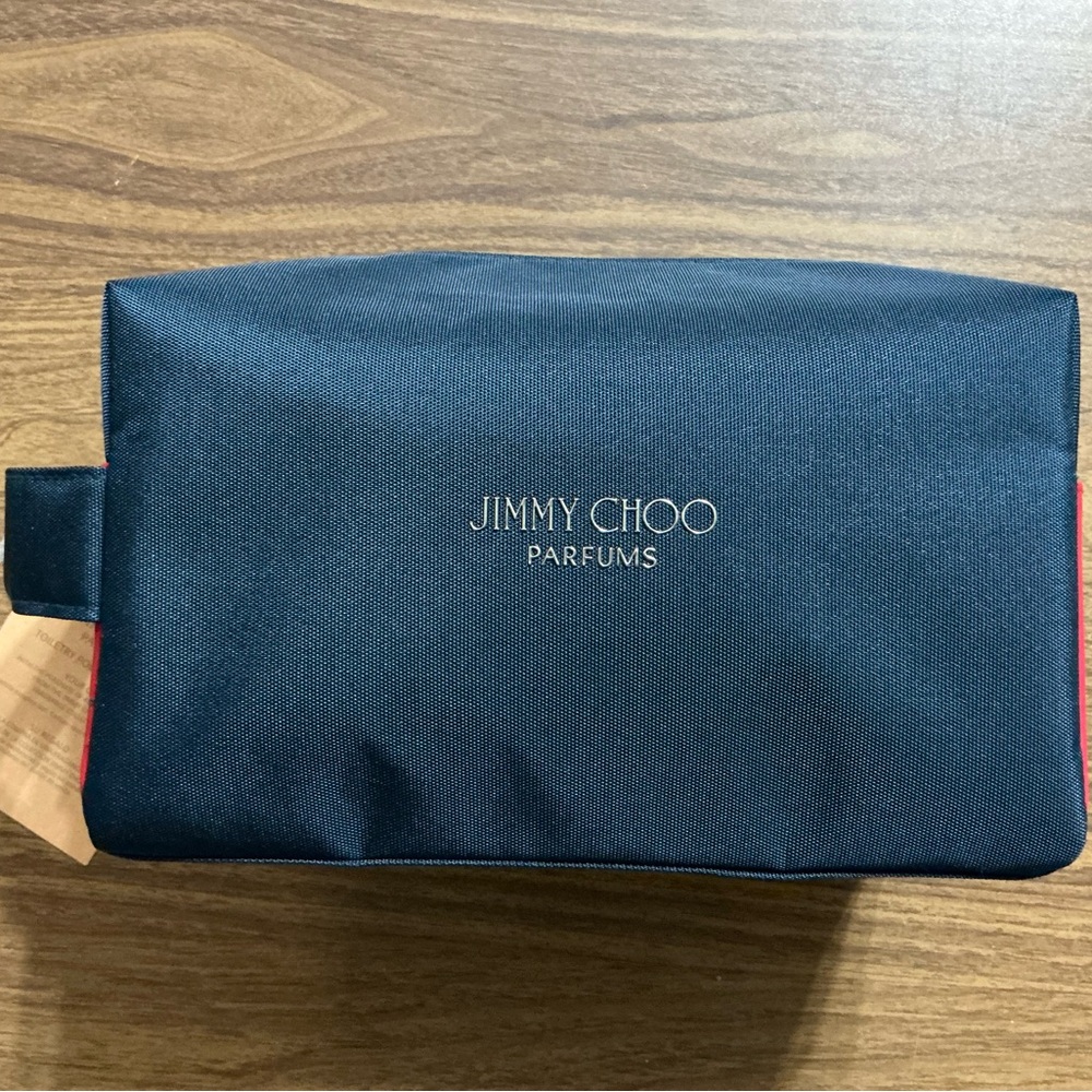 Jimmy Choo Blue and Red Toiletry Bag